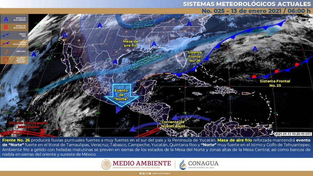 Continuarán las lluvias en el sur del país