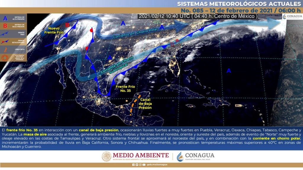 Lluvias muy fuertes en Veracruz y chubascos en Quintana Roo