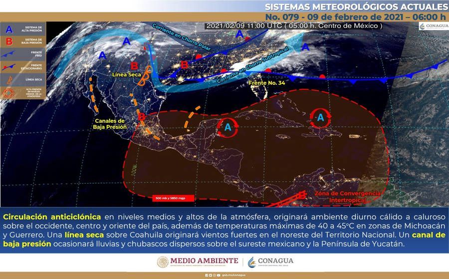 Calor durante el día en la península de Yucatán