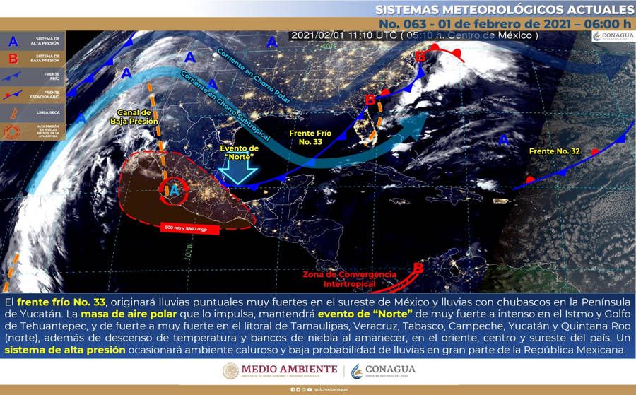 Frente frío originará lluvias en la península