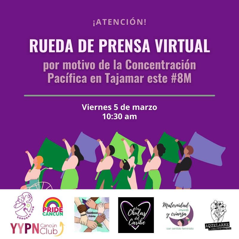 Concentración feminista por el 8M en Cancún