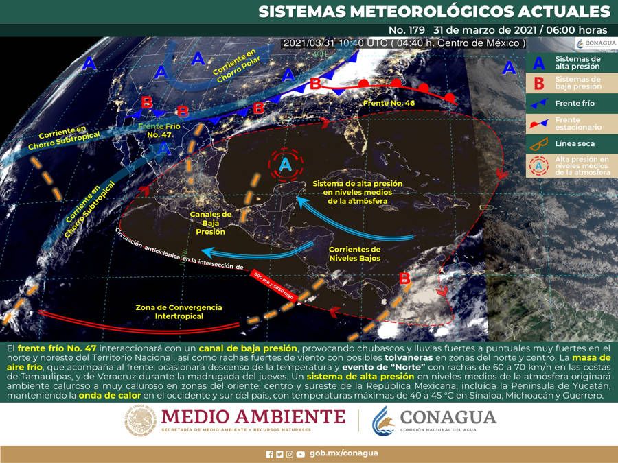 Ambiente caluroso durante el día en a Península de Yucatán