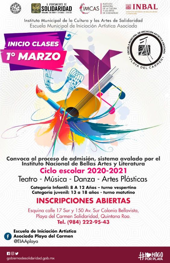 Continúa abierta la convocatoria para ingresar a la Escuela Municipal de Iniciación Artística