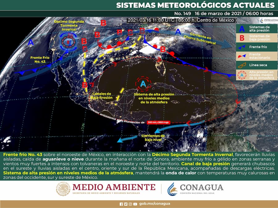 Lluvias y chubascos en el sureste del país