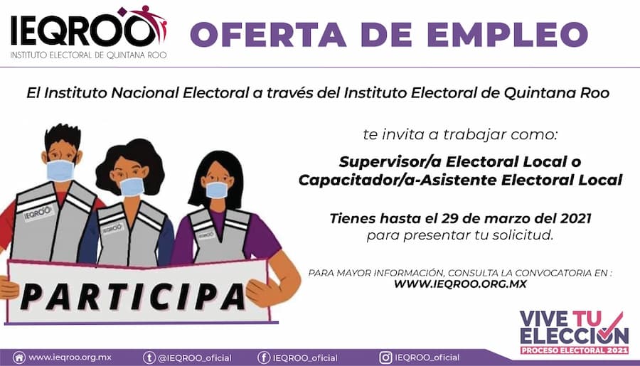 Abre IEQROO plazas de trabajo para proceso electoral