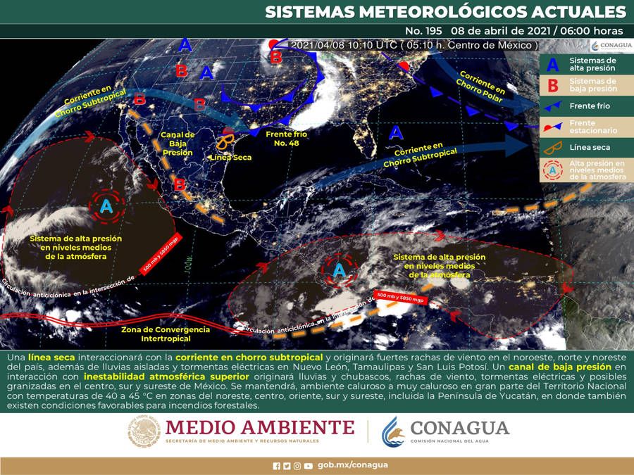 Pronostican posibles granizadas en el sur y sureste del país