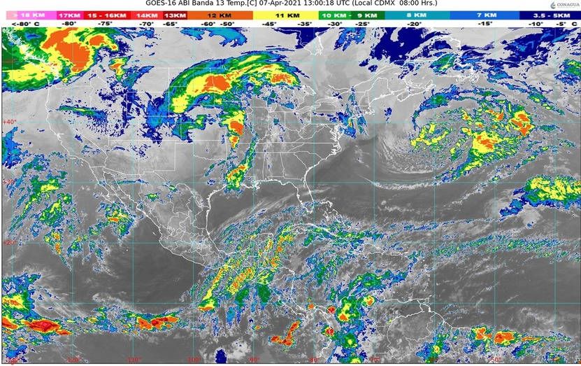 Lluvias aisladas en la Península de Yucatán