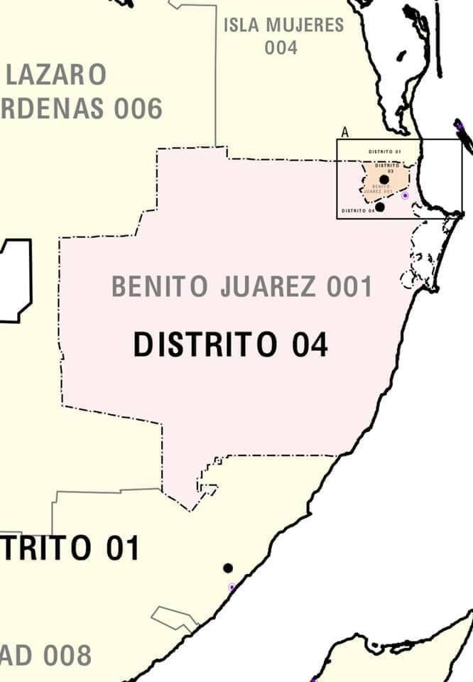 Presentamos los municipios que ubican los 4 distritos federales que conforman Quintana Roo