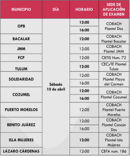 Consulta fechas y sedes para examen de plazas que ofrece el IEQROO