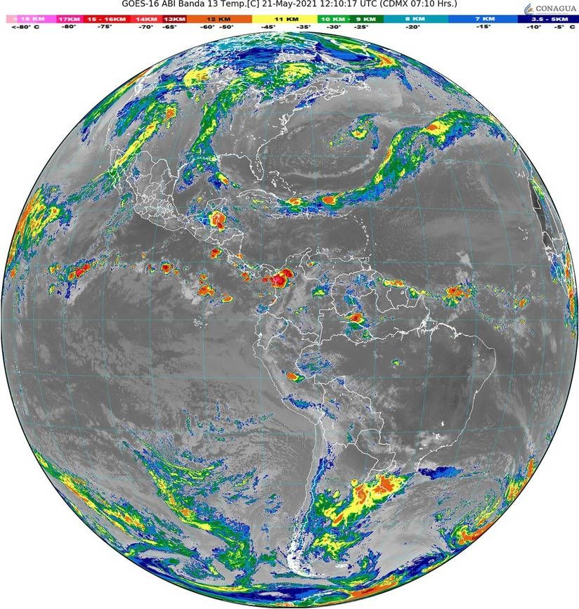 Amplia zona de tormentas en La Península de Yucatán