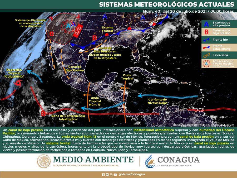 Onda tropical N° 13 se desplazará sobre centro y sur del país