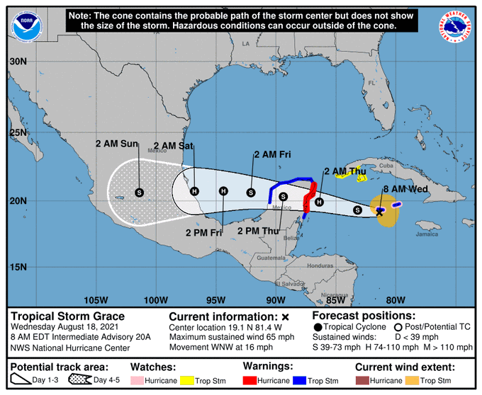 Grace podría entrar esta noche a costas de Quintana Roo