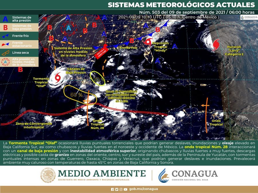 Canal de baja presión originará lluvias en la Península de Yucatán