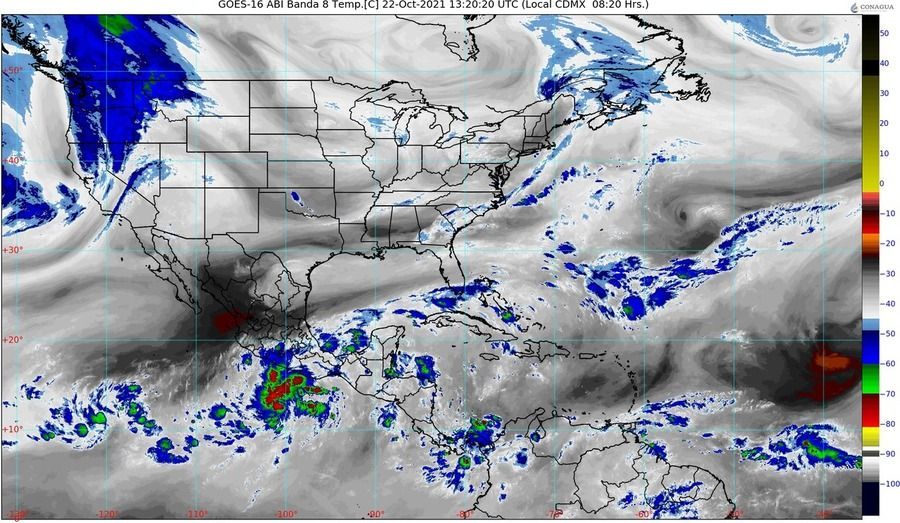 Ingreso de humedad generará lluvias en la Península de Yucatán