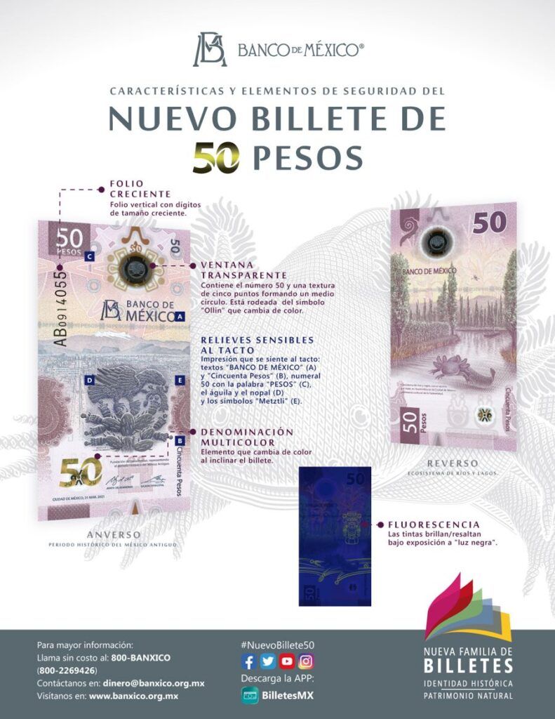 Presenta Banxico nuevo billete de 50 pesos