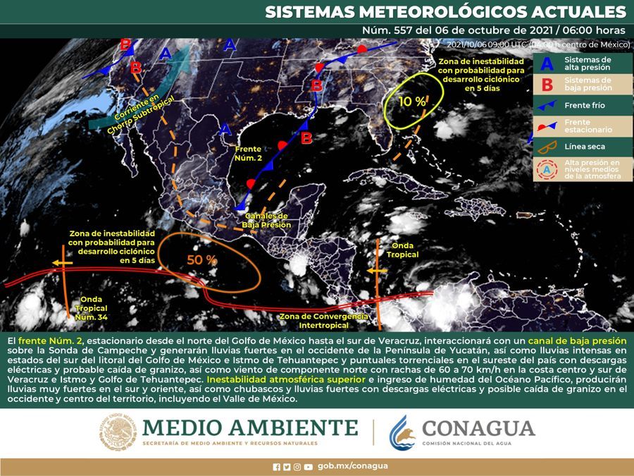 Continuarán las lluvias por frente frío N° 2