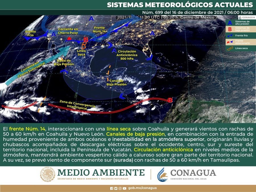 Lluvias y chubascos para este jueves en la Península de Yucatán