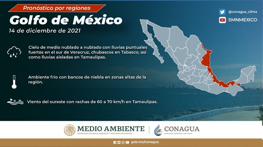 Habrá chubascos y lluvias en la Península de Yucatán