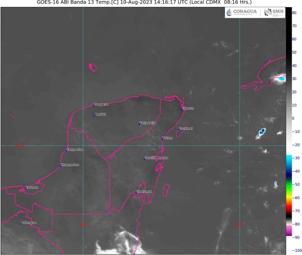 Chubascos para el día de hoy en la Península de Yucatán