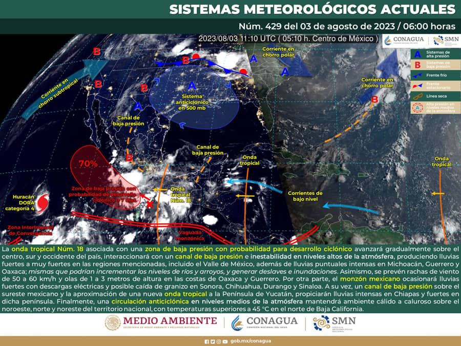 Nueva onda tropical provocará lluvias