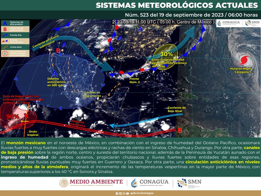 Temperaturas máximas de 35 a 40 °C en Quintana Roo