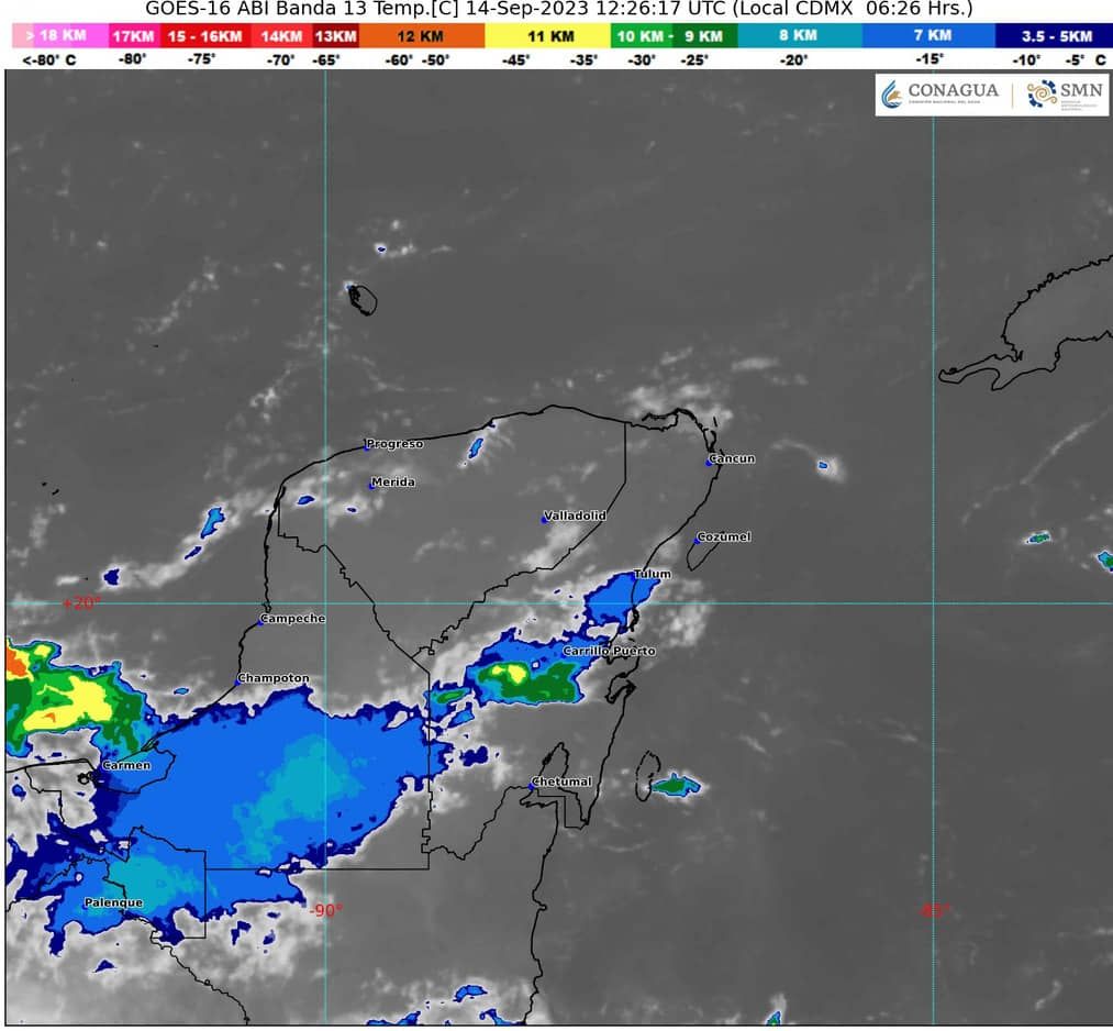 Habrá chubascos y lluvias fuertes en la Península de Yucatán