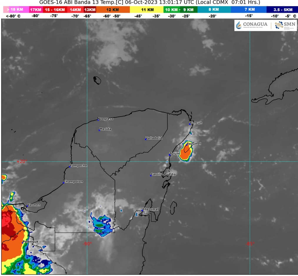 Lluvias puntuales intensas sobre el sureste del territorio nacional