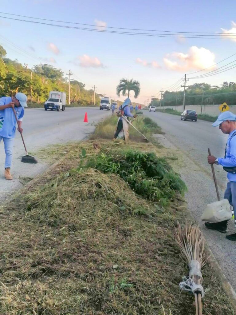 Mantienen carreteras limpias en Solidaridad