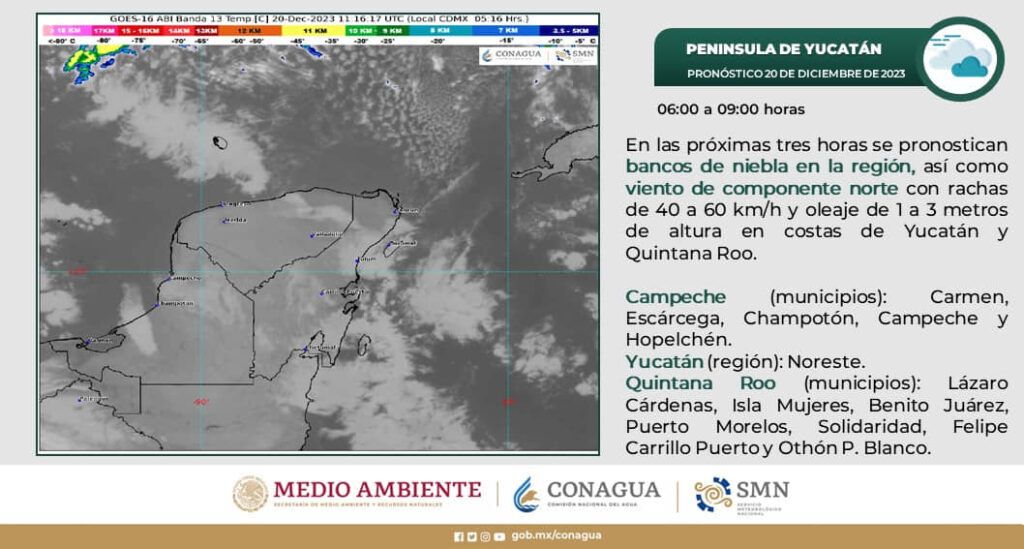 Lluvias aisladas y bancos de niebla para las próximas horas